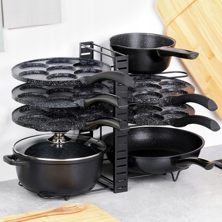 Stojak KUCHENNY organizer półka regał na garnki patelnie pokrywki