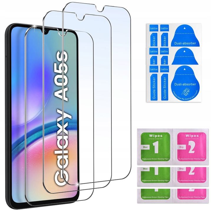 ZESTAW Etui do Samsung A05s Matowe Czarne Silikon Slim + 3 SZTUKI SZKŁO