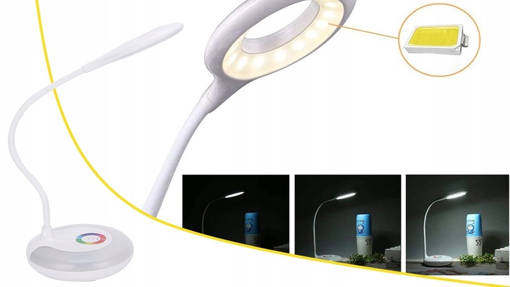LAMPKA NA BIURKO LED LAMPA BIURKOWA STOJĄCA DO NAUKI DOTYKOWA USB RGB
