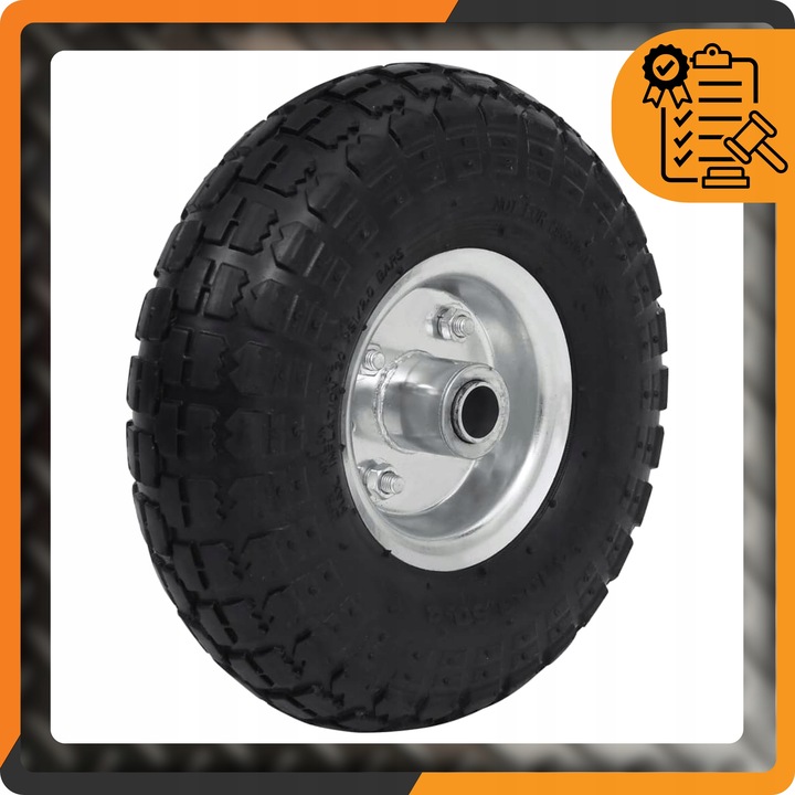 Koło do wózka taczek 4PR 4.10 3.50-4 260x80 łożysko fi 16mm pompowana