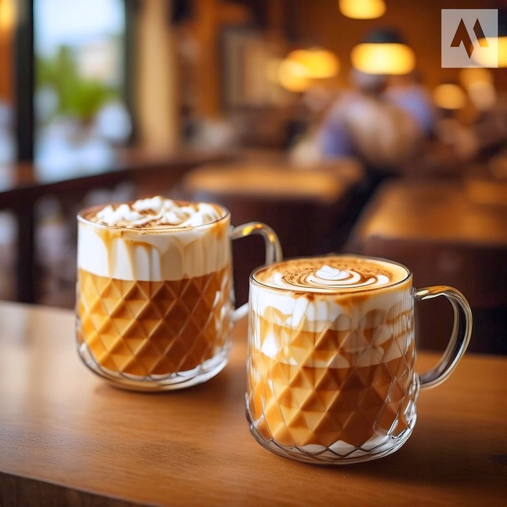 SZKLANKI DO LATTE KAWY HERBATY KOMPLET SZKLANEK Z UCHEM ZESTAW 350ml 2 SZT