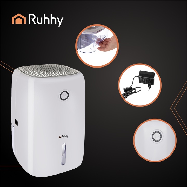 Osuszacz Powietrza RUHHY Cichy Pochłaniacz Wilgoci 60h 0,8l Wydajny