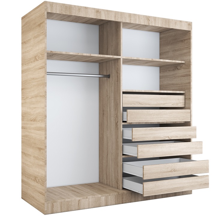 Szafa przesuwna 180cm 2 wnętrza ANTRACYT + ARTISAN