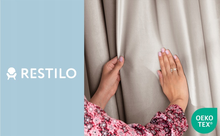 RESTILO Zasłona welurowa plus szarfa up taśma 140x245 Chłodny Beż do