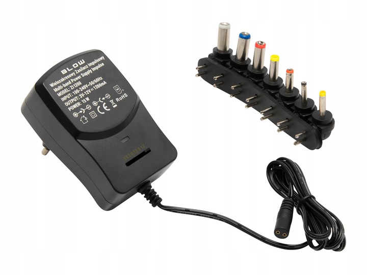 ZASILACZ UNIWERSALNY REGULOWANY 15W 7 KOŃCÓWEK WIELOZAKRESOWY 3-12V