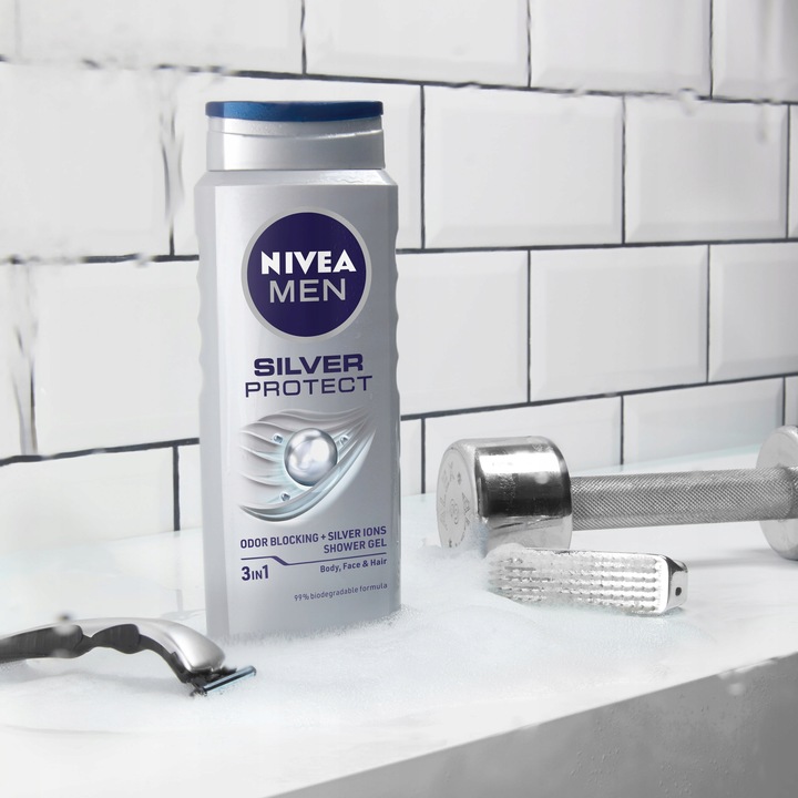NIVEA MEN SILVER PROSTECT Żel pod prysznic do mycia męski zestaw 4 x 500ml