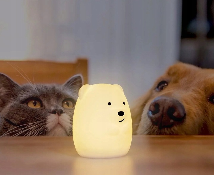 SILIKONOWA LAMPKA NOCNA MIŚ MISIO DLA DZIECI DZIECKA KOLOROWA LED RGB PILOT