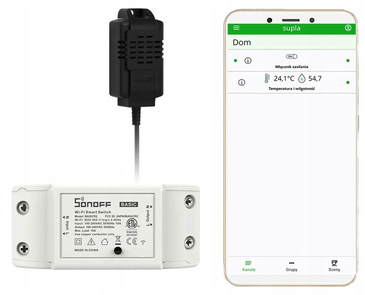 Sonoff Basic R2 Czujnik Temperatury Wilgotności SUPLA WiFi THS01