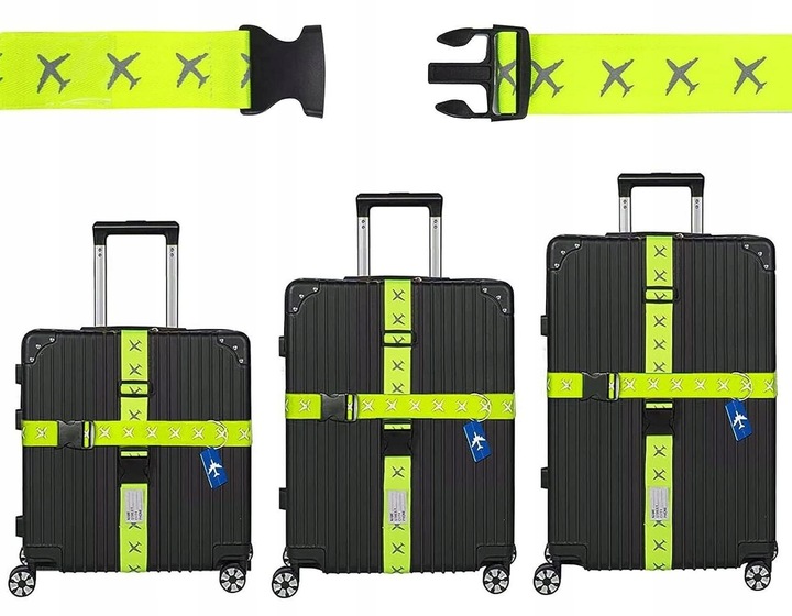 4 x PAS BAGAŻOWY SPINAJĄCY WALIZKĘ zabezpieczający +4 identyfikatory ZESTAW