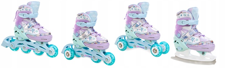 Rolki Łyżwy Wrotki 4w1 Regulowane RAVEN Isla 34-37 Kółka LED