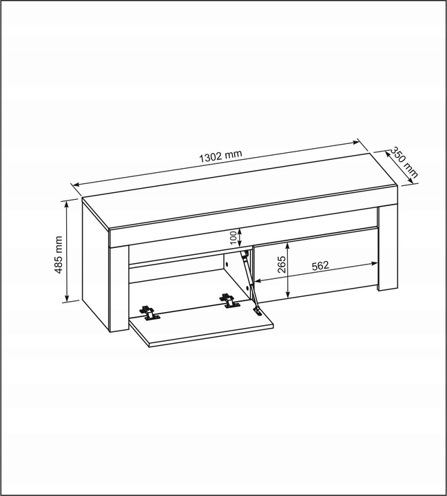 Szafka Komoda RTV 130CM Biała Połysk + LED