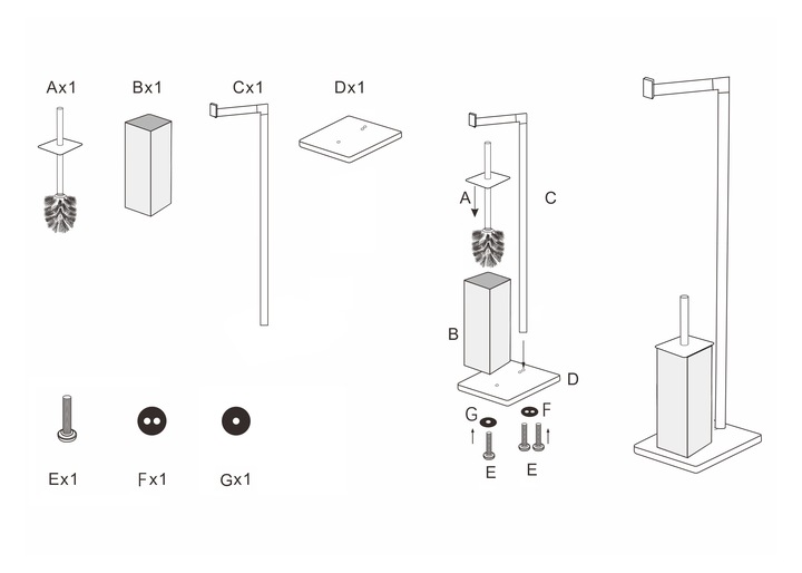 STOJAK NA PAPIER TOALETOWY CZARNY Z POJEMNIKIEM NA SZCZOTKĘ 2W1