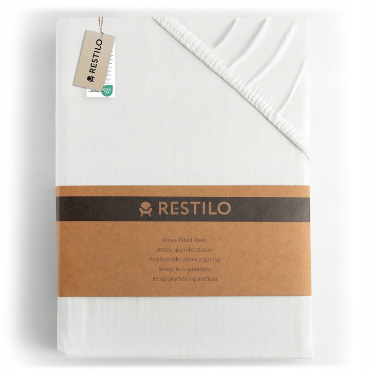 RESTILO Prześcieradło jersey z gumką bawełna czesana 90x200 Białe