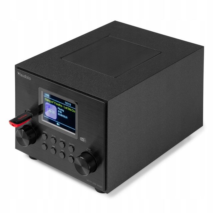 Radio DAB+ tuner FM z subwooferem czarne do kuchni salonu biura