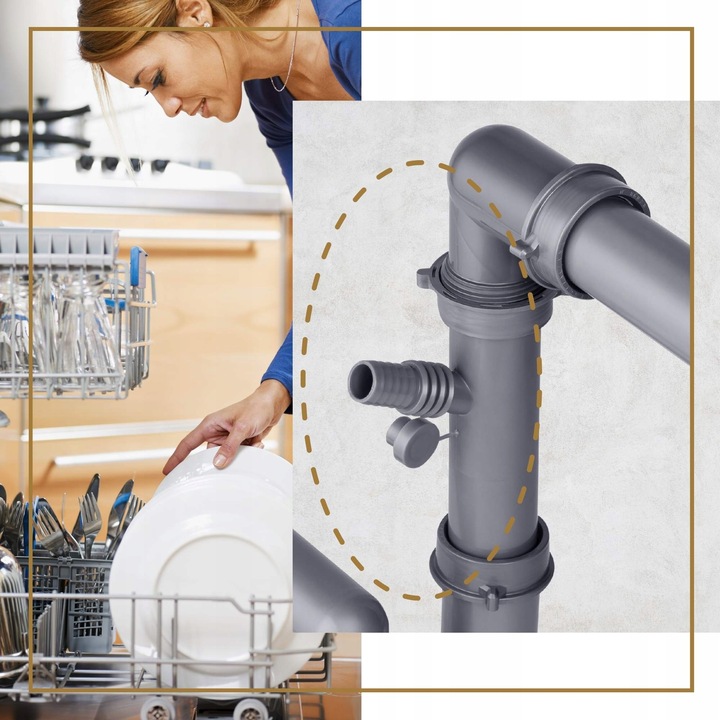 SYFON do ZLEWU jednokomorowego ZLEWOZMYWAKA kuchennego MANUALNY przyscienny