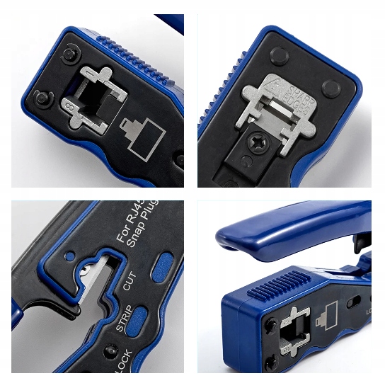 ZACISKARKA WTYKÓW PRZELOTOWYCH RJ45 PASS THROUGH ŚCIĄGACZ IZOLACJI STRIPPER