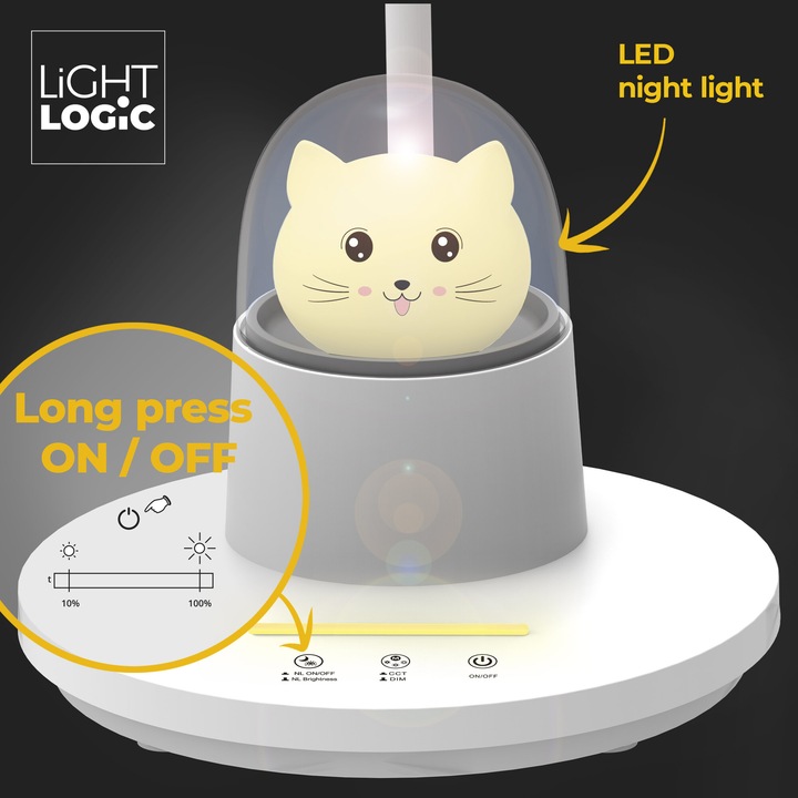 Lampka biurkowa dla dzieci lampa nocna LED LL BINED LED W kotek uchwyt