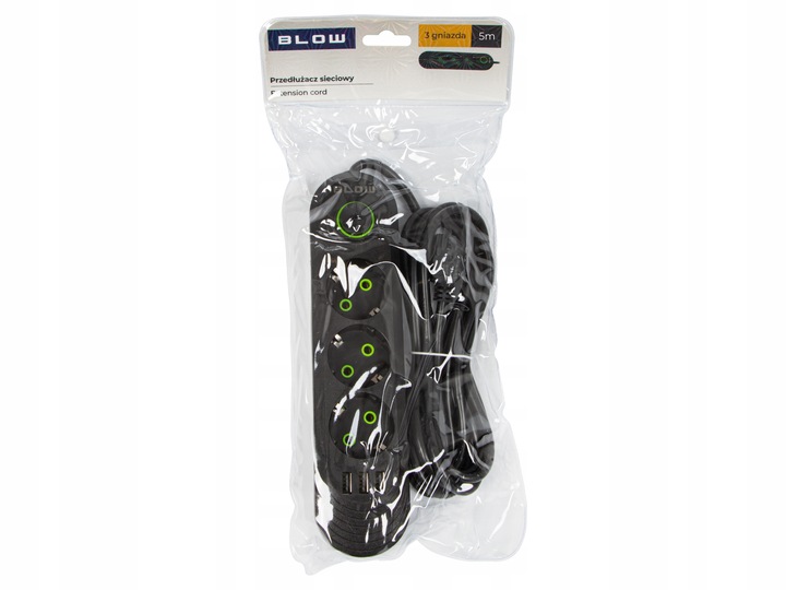 PRZEDŁUŻACZ LISTWA ZASILAJĄCA WŁĄCZNIK 3x USB 3 GNIAZDA 5m