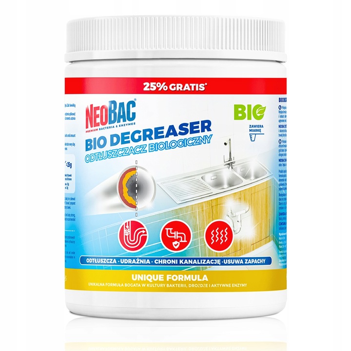 Tłuszcze Odtłuszczanie Kanalizacji Usuwa ZAPACHY NeoBac Odtłuszczacz