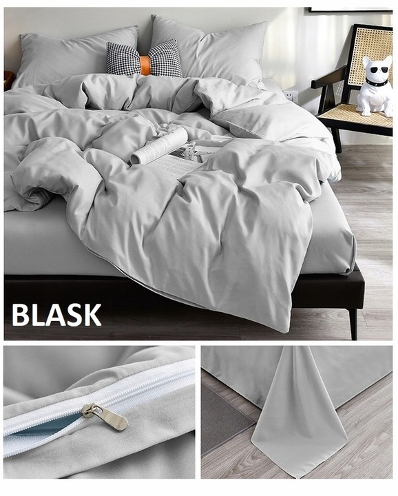 KOMPLET POŚCIELI 140x200 2x POSZEWKI 70x80 MIKROFIBRA GŁADKA MIĘKKA CZARNA