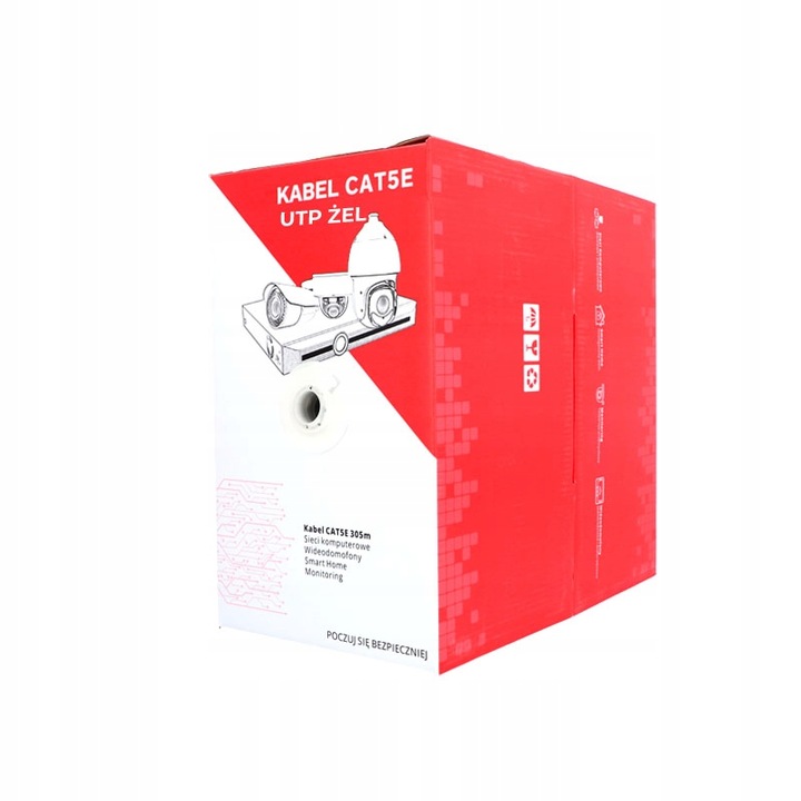 Kabel sieciowy zewnętrzny ziemny nieekranowany UTP 5E ŻEL 305m