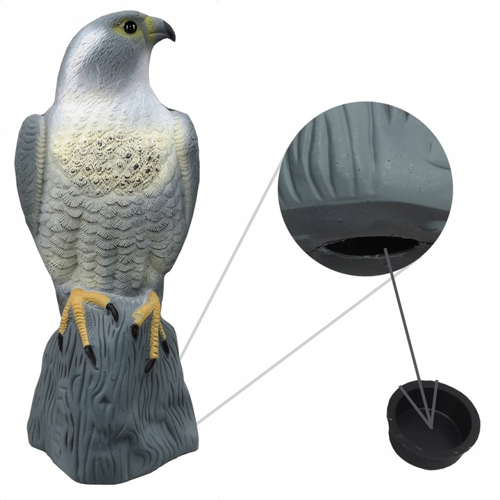 DUŻY ODSTRASZACZ PTAKÓW GOŁEBI SZPAKÓW SOKÓŁ na skale EFEKT BŁYSZCZĄCE