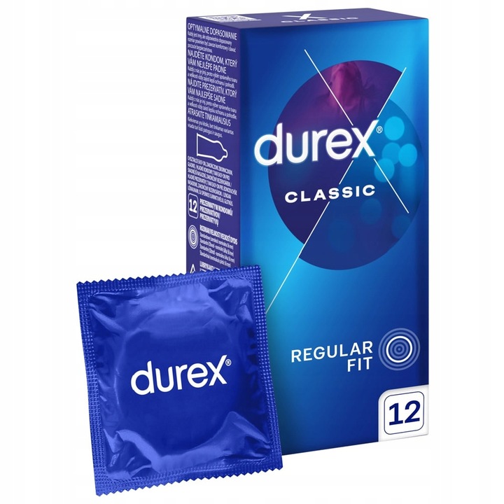 Prezerwatywy DUREX CLASSIC klasyczne dopasowane nawilżane 12 szt.