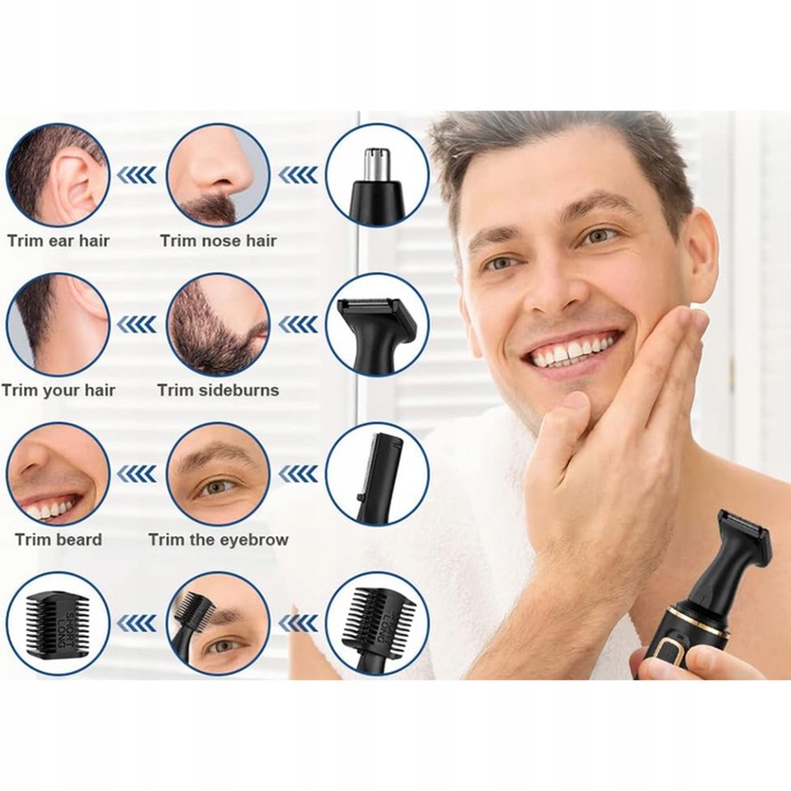 TRYMER DO NOSA I USZU BRWI WĄSÓW BRODY DEPILATOR WŁOSÓW GOLARKA USB 3