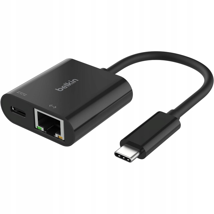 Adapter z ładowaniem USB-C PD 3.0 100W do GB Ethernet, Belkin przejściówka