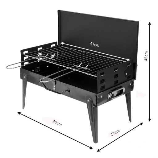 GRILL WĘGLOWY OGRODOWY PRZENOŚNY TURYSTYCZNY WALIZKA + RUSZT + AKCESORIA