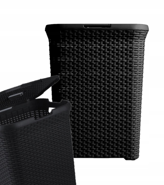 CURVER RATTAN STYLE KOSZ ŁAZIENKOWY NA PRANIE BIELIZNE UBRANIA 60L CZARNY