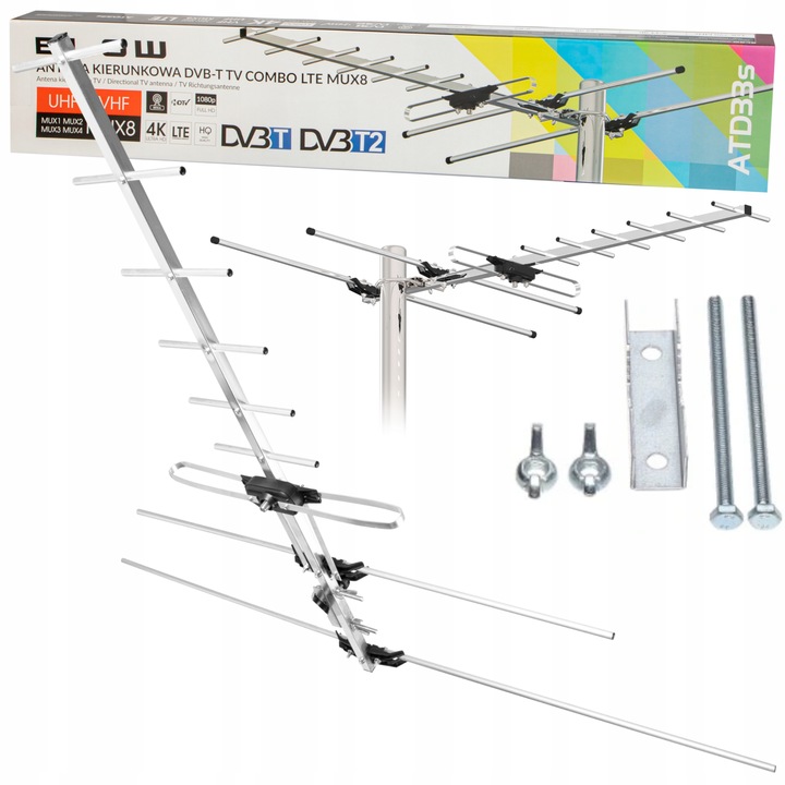 ANTENA KIERUNKOWA TV PASYWNA DVB-T2 4K MUX-8 ODBIÓR WSZYSTKICH KANAŁÓW