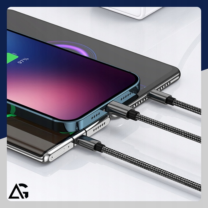 SZYBKA ŁADOWARKA DO TELEFONU KOSTKA 4X USB SZYBKIE ŁADOWANIE I KABEL 3W1