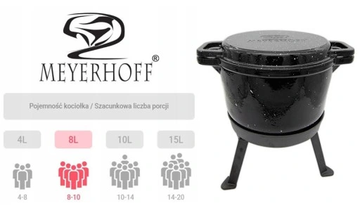 Kociołek żeliwny emaliowany MARMUREK 3w1 8 l