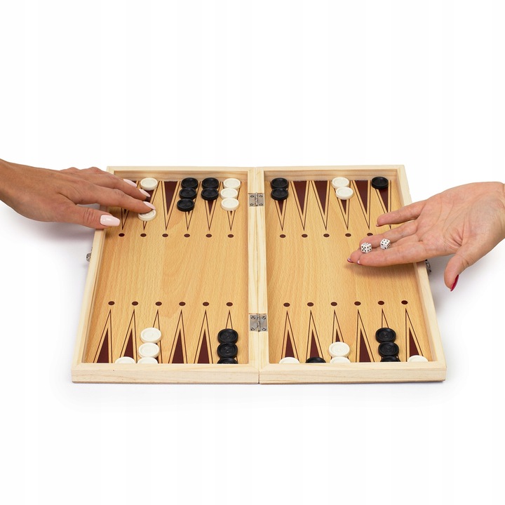 SZACHY DREWNIANE MAGNETYCZNE KLASYCZNE DUŻE WARCABY BACKGAMON GRA 3W1 34X34