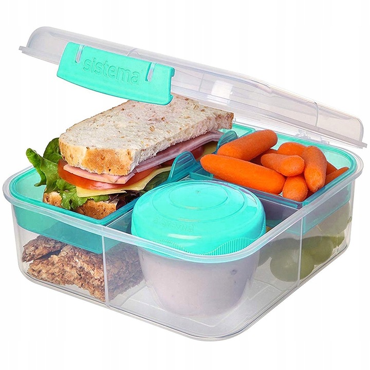ŚNIADANIÓWKA SISTEMA LUNCHBOX POJEMNIK BOX BENTO 1250 ml Z PRZEGRÓDKAMI SOS