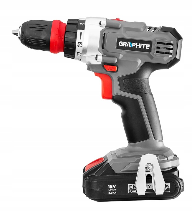 GRAPHITE Wiertarko Wkrętarka Akumulatorowa 18V Energy + 3 Adaptery