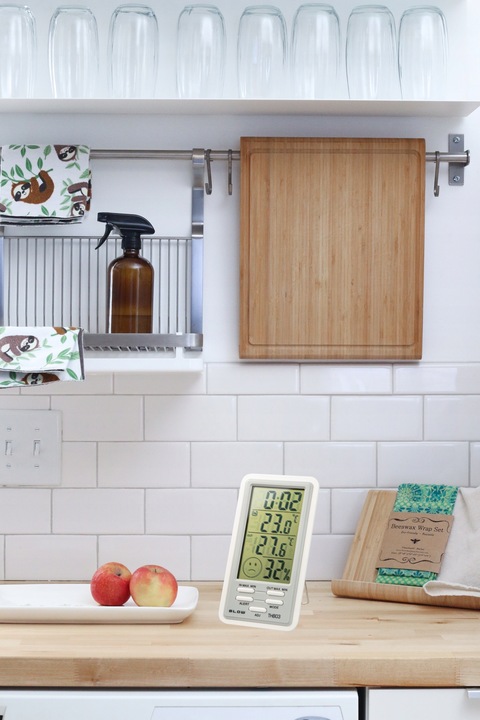 STACJA POGODOWA POGODY LCD TERMOMETR HIGROMETR ZEGAR MAGNES BATERIA