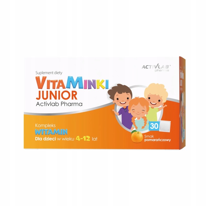 VitaMinki JUNIOR Activlab Pharma 30 saszetek POMARAŃCZA witaminy dla dzieci