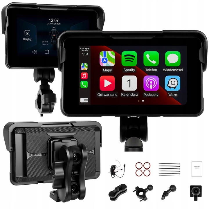 TABLET STACJA MOTOCYKLOWA MULTIMEDIALNA NAWIGACJA CARPLAY ANDROID AUTO