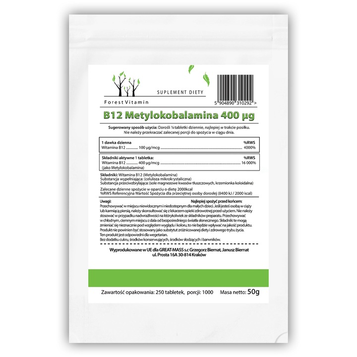 MOCNA WITAMINA B12 METYLOKOBALAMINA 250 TABLETEK