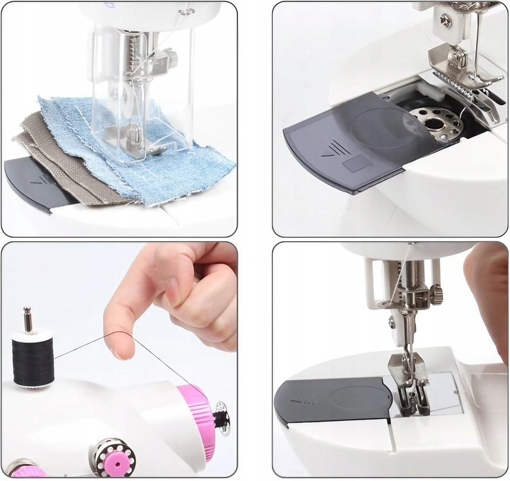PRAWDZIWA MASZYNA DO SZYCIA DLA DZIECI + IGŁA NICI Z OSŁONĄ NA PALCE LAMPKA