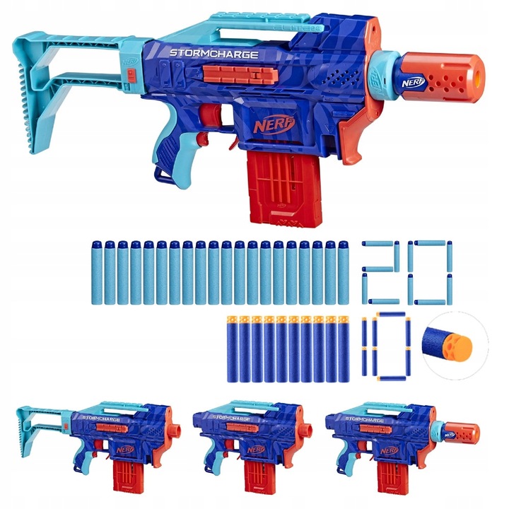 PISTOLET NERF ELITE 2.0 Automatyczny STORMCHARGE 4W1 20 STRZAŁEK +10 WAFFLE