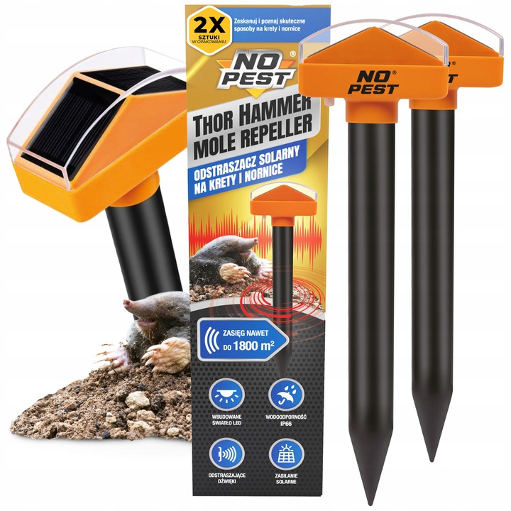 ODSTRASZACZ KRETÓW NA KRETY NORNICE MYSZY WĘŻE ODSTRASZACZ SOLARNY (2