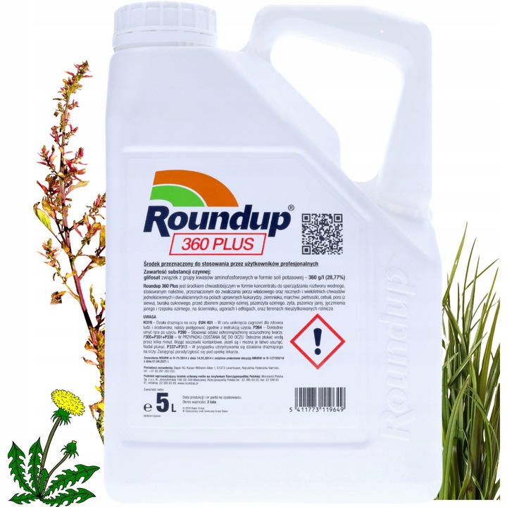 ROUNDUP 360 PLUS 5L RANDAP ŚRODEK NA CHWASTY PREPARAT NA CHWASTY