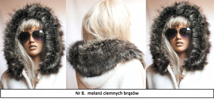 Futrzane OBSZYCIE do KAPTURA KOŁNIERZ SZALIK