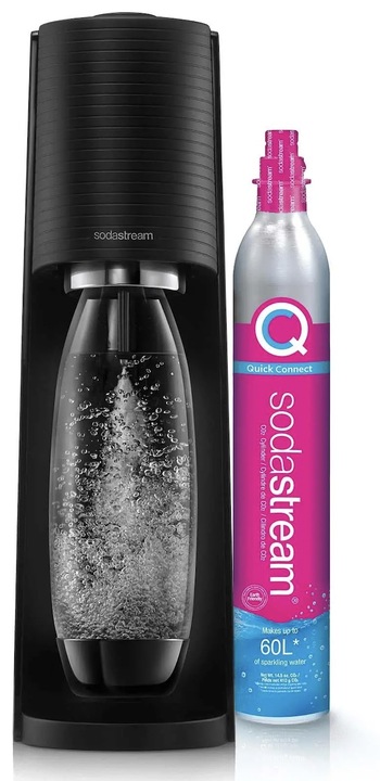 SATURATOR SODASTREAM TERRA CZARNY DO WODY GAZOWANEJ Z 1 BUTELKĄ I NABOJEM