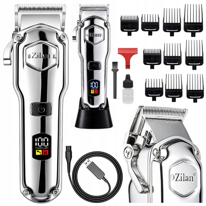 PROFESJONALNA MASZYNKA DO STRZYŻENIA BEZPRZEWODOWA WET&DRY USB ZESTAW