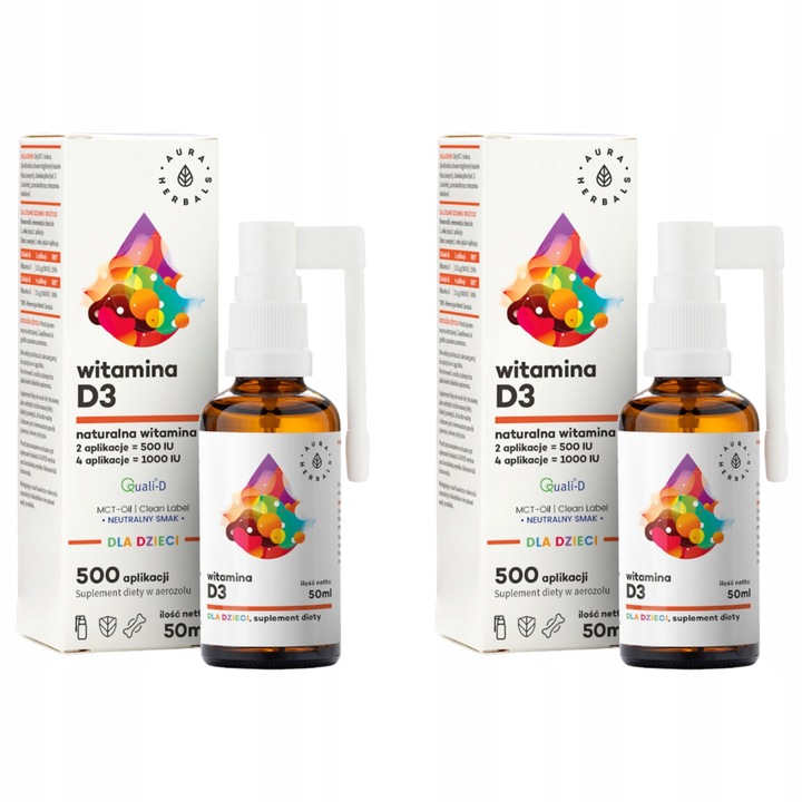 2x AURA HERBALS Witamina D3 Dla Dzieci MCT 50ml