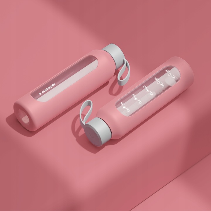 Wessper B1 motwacyjna butelka szklana 500ml z miarką na fitness